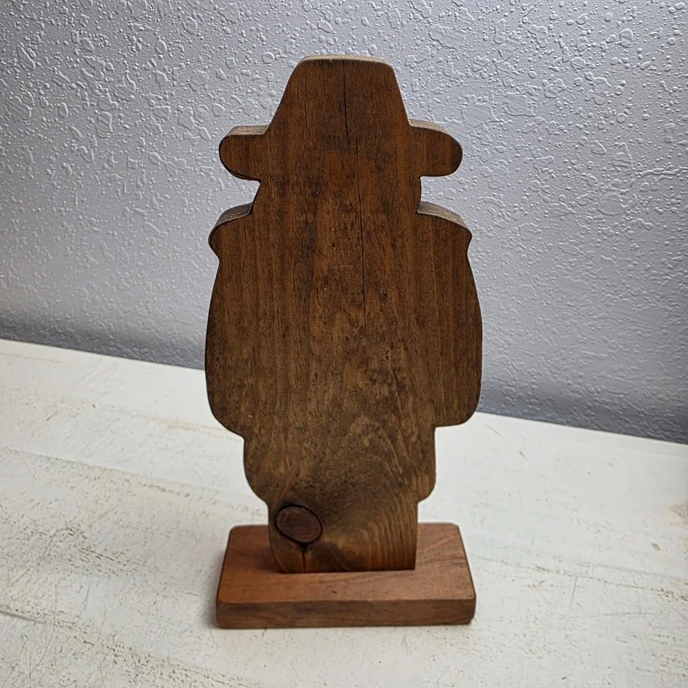 Vintage‎ Primitive Wooden Thanksgiving Pilgrim Turkey Wheat Set 4pc Farmhouse